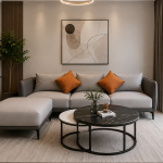 SOFA BĂNG NỈ PHỐI MÀU KÈM ĐÔN LỚN PD002