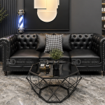 SOFA TÂN CỔ ĐIỂN BỌC DA, SOFA BABER HAIR SALON THIẾT KẾ ĐƠN GIẢN