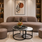 SOFA BĂNG CONG BỌC NHUNG HÌNH THẬN