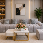 SOFA BĂNG BỌC DA GHÉP 2 GHẾ NỆM CHIA RÃNH