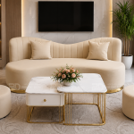 SOFA BĂNG CONG SÓNG LƯNG BỌC DA