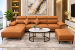 SOFA GÓC CHỮ L BỌC DA CÓ TỰA ĐẦU RỘNG RÃI