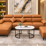 SOFA GÓC CHỮ L BỌC DA CÓ TỰA ĐẦU RỘNG RÃI
