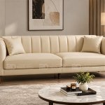 SOFA BĂNG BỌC DA TỰA LƯNG SỌC MÚI