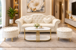 SOFA TÂN CỔ ĐIỂN BỌC DA, SOFA NAIL - HAIR SALON 2 ĐÔN