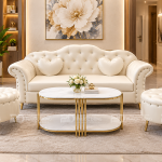 SOFA TÂN CỔ ĐIỂN BỌC DA, SOFA NAIL - HAIR SALON 2 ĐÔN