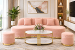 SOFA BĂNG BỌC NHUNG HÌNH THẬN CHÂN MẠ VÀNG - Ảnh 2
