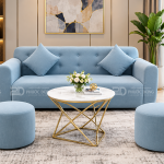 SOFA BĂNG BỌC NỈ TAY VUÔNG LƯNG GIẬT NÚT ĐƠN GIẢN