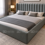 GIƯỜNG NGỦ BỌC DA TAI VUÔNG NAN SỌC G010